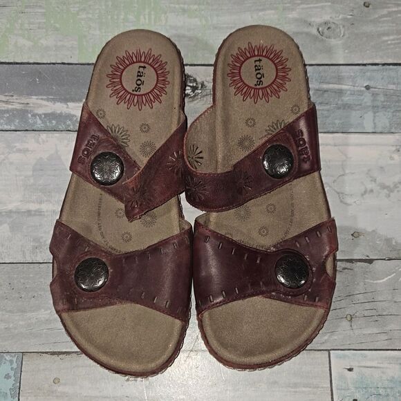 Taos Maroon Sandals sz 8 - Picture 1 of 6